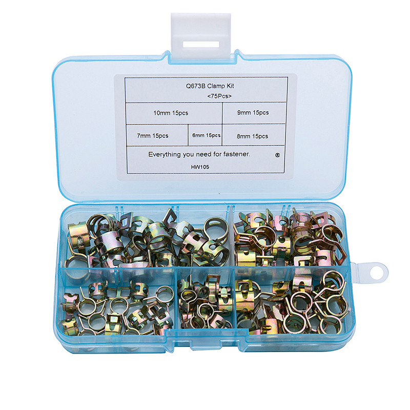 75Pcs/set 6-10mm Spring Fuel O - Hose Clamp Assorted recension och pris