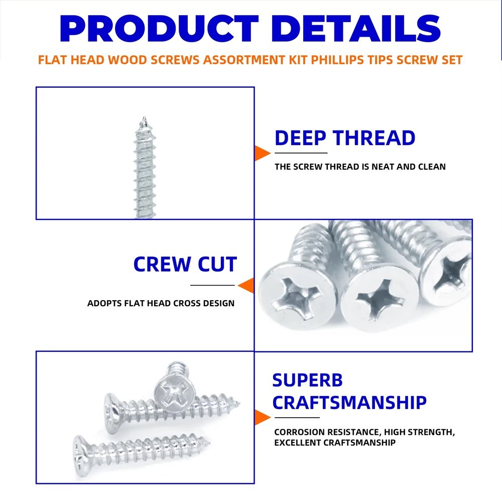 500pcs M2 Wood Screws Set Flat - Home Improvement And Diy recension och pris